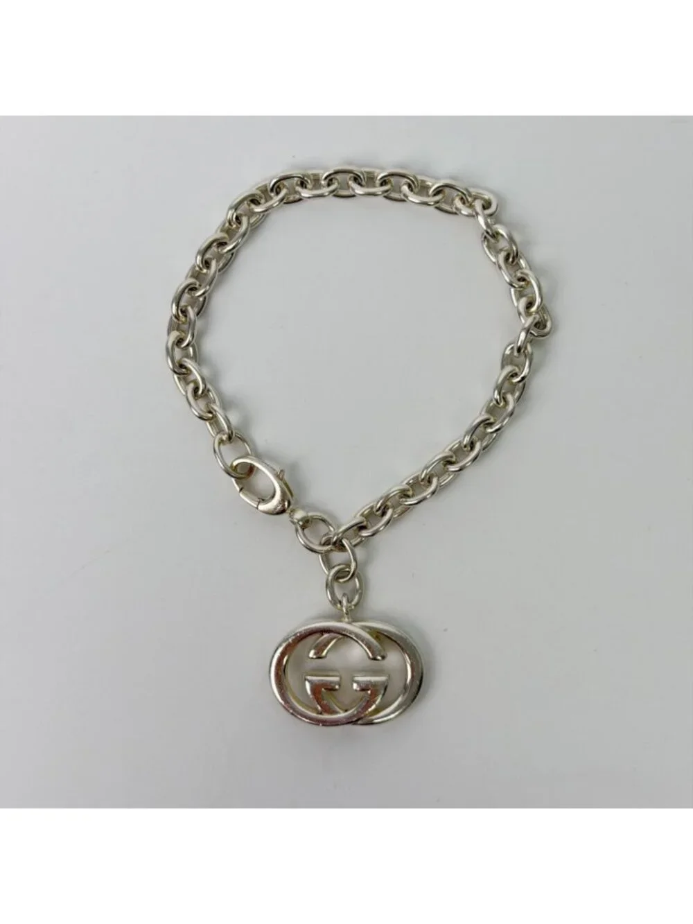 Gucci Interlocking Charm Chain Bracelet 925 Sterling Silver Vintage